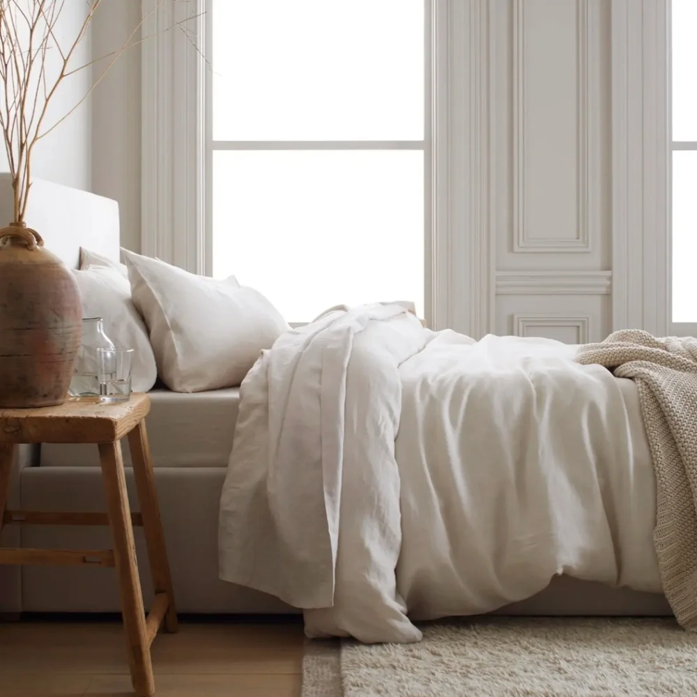 NWOT! Quince European Linen Sand Duvet Cover & Shams! Sz. Full/ Queen! (656)
